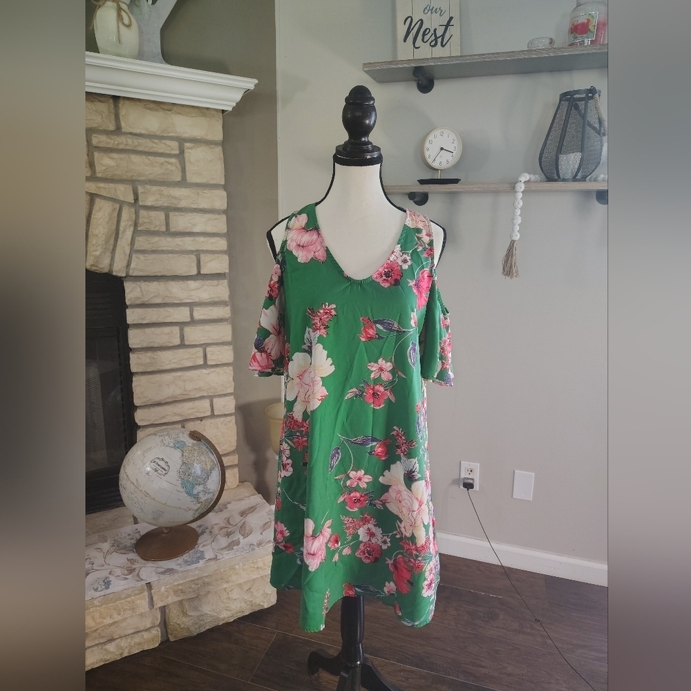 Eesome Green Floral Mini Dress
